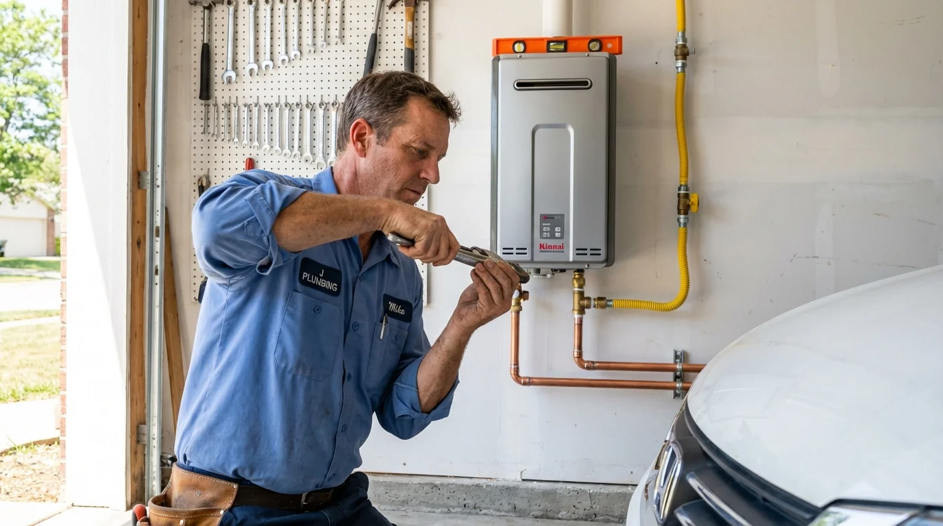 Tankless water heater installation by a Johns Plumbing LLC plumber in Cockeysville